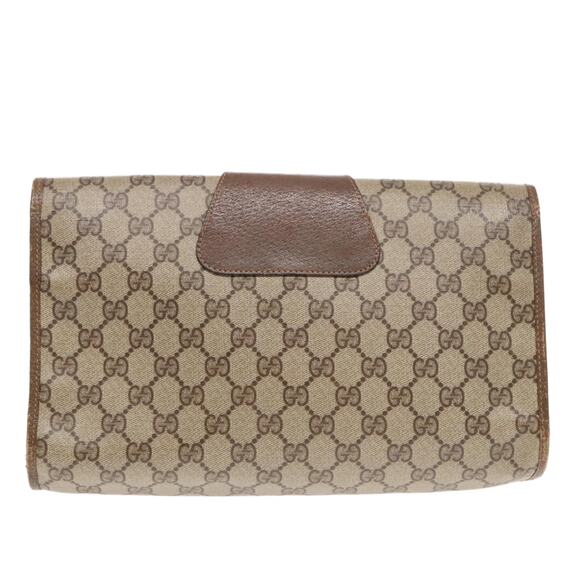 GUCCI GG Supreme Web Sherry Line Clutch Bag Pvc Beige 156 01 031 - Picture 1 of 16